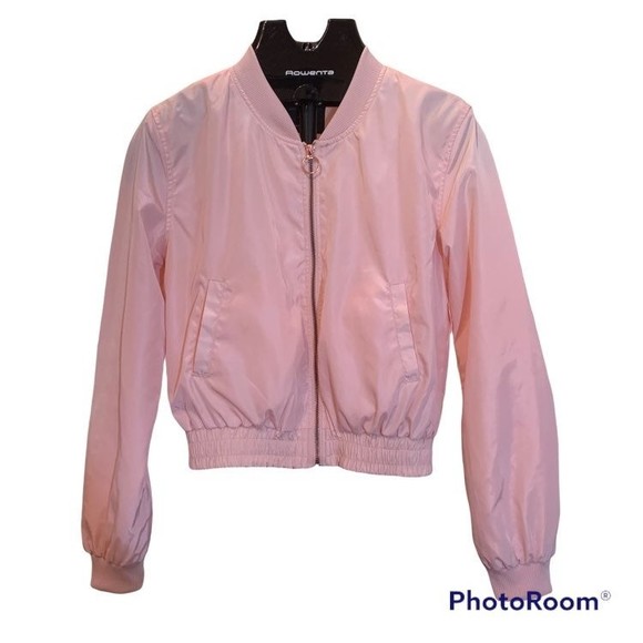 Love Tree Jackets & Blazers - Love Tree Pink Bomber Jacket with Rose Gold zipper/ Coat; size medium